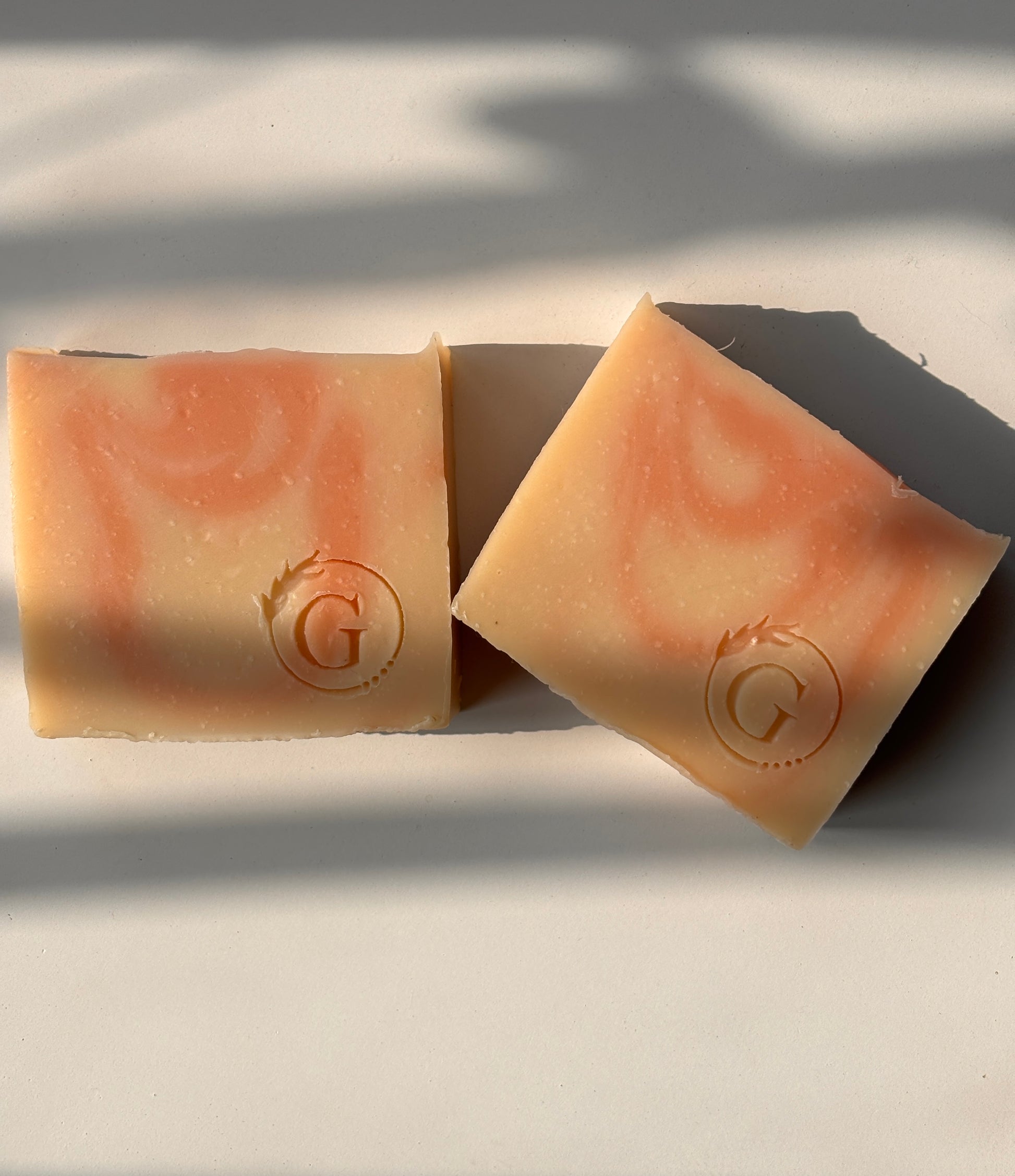 Handmade cold processed soap made of chamomile infused rice bran oil and Shea nut butter made by Gaia and You