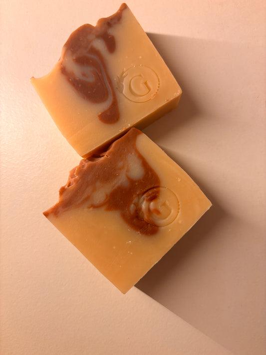 Handmade cold processed soap made of saponified vegetable oils and Rhassoul clay by Gaia and You
